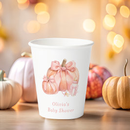 Vasos De Papel Cuidada calabaza rosada Baby Shower