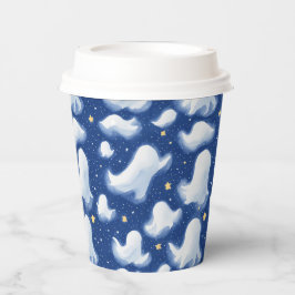 Vasos De Papel Cuidada Fantasma Azul Blanco Halloween