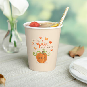 Vasos De Papel Cuidada pequeña calabaza Baby Shower