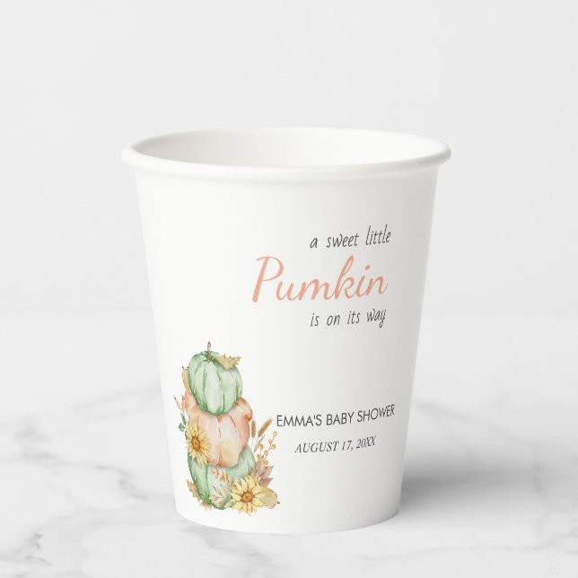 Vasos De Papel Cuidada pequeña calabaza caída Baby Shower (Anverso)