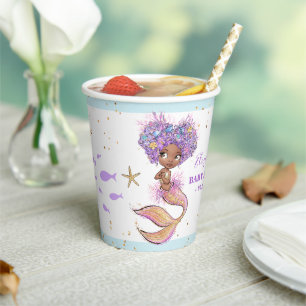 Vasos De Papel Cuidada taza de papel Baby Shower de sirena marró