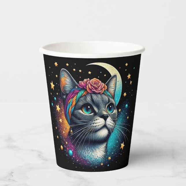 Vasos De Papel ¡Cuidada taza de papel de gato! (Anverso)