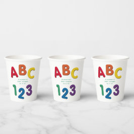 Vasos De Papel Cuidada y colorida ducha de bebé ABC 123 neutra