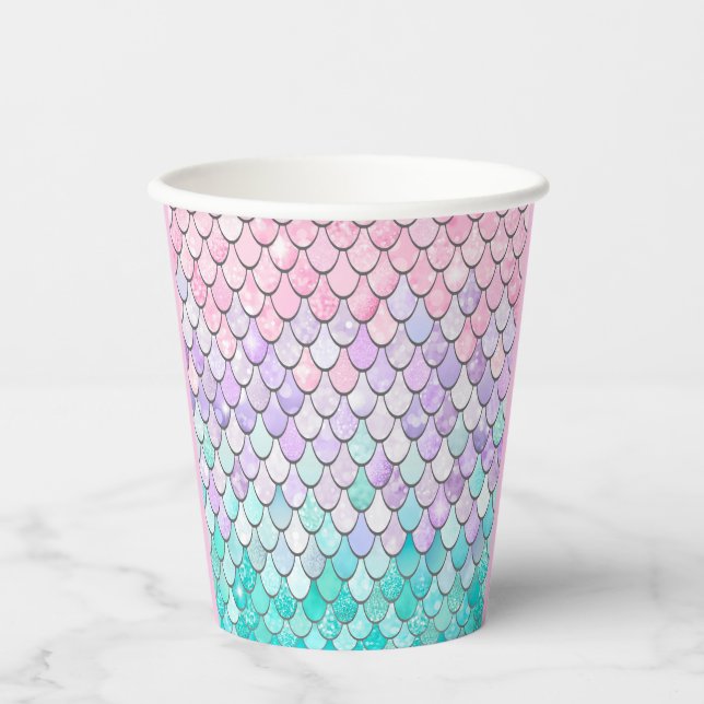 Vasos De Papel Cuidados Chicas de la sirena de copas de papel de  (Anverso)