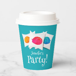 Vasos De Papel Cuidados gatos color turquesa duermen bajo