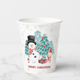Vasos De Papel Cuidados Navidades de Snowman Fiesta de tazas de p