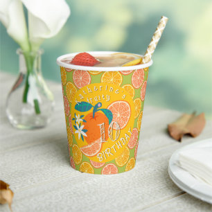 Vasos De Papel Cumpleaños 10 de Orange Fruity