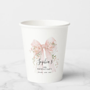 Vasos De Papel Cumpleaños 18 Fiesta Arco Rosa con Rosas Personali