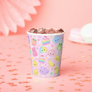 Vasos De Papel Cumpleaños 1 de la niña groovy de arco iris Squish