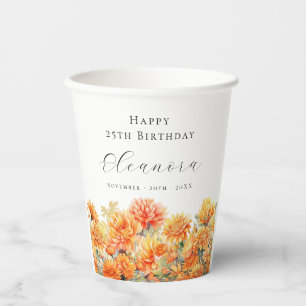 Vasos De Papel Cumpleaños 25 Flor de nacimiento de noviembre Cris
