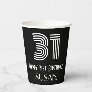 Vasos De Papel Cumpleaños 31 — Aspecto inspirado en Art Deco “31”