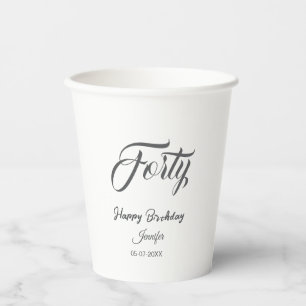 Vasos De Papel cumpleaños 40 letra número cuarenta nombre fecha a
