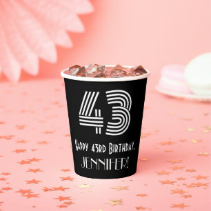 Vasos De Papel Cumpleaños 43 — Aspecto inspirado en Art Deco “43”