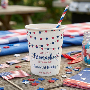 Vasos De Papel Cumpleaños 4 de Julio Little Firecracker 1er Cumpl