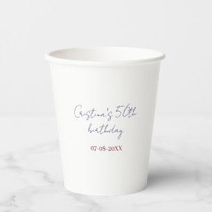 Vasos De Papel cumpleaños 50 aniversario negrita morado agregar n