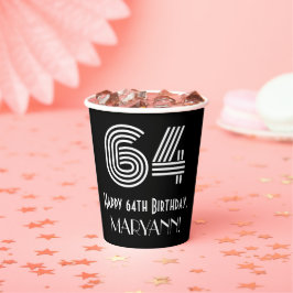 Vasos De Papel Cumpleaños 64 — Aspecto inspirado en Art Deco “64”