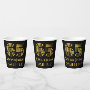 Vasos De Papel Cumpleaños 65: Aspecto inspirado en el Art Deco "