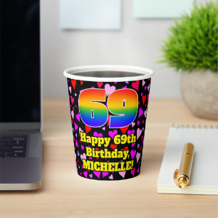 Vasos De Papel Cumpleaños 69: Patrón de Corazones Amorosos, Arcoí