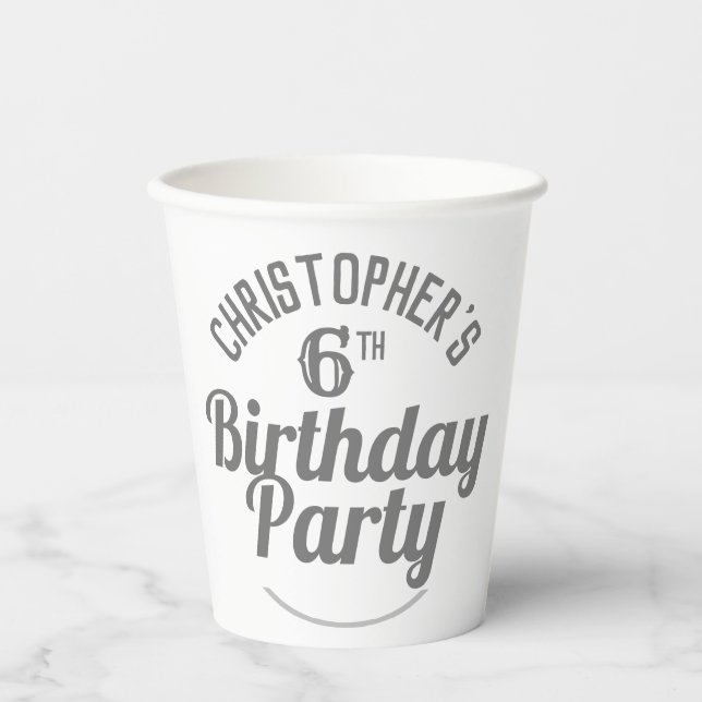 Vasos De Papel Cumpleaños 6 de niño (Anverso)