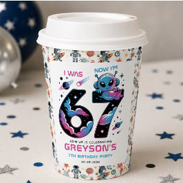 Vasos De Papel Cumpleaños 7 de Cute Space | Seis y Siete Años de