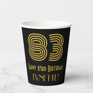 Vasos De Papel Cumpleaños 83: Aspecto inspirado en Art Deco “83”