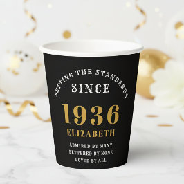 Vasos De Papel Cumpleaños 90 Estableciendo los Estándares Negro O