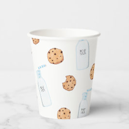 Vasos De Papel Cumpleaños Azul de Leche y Galletas
