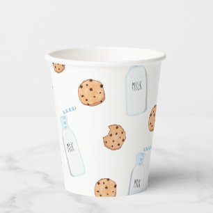 Vasos De Papel Cumpleaños Azul de Leche y Galletas
