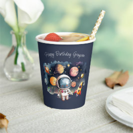 Vasos De Papel Cumpleaños Azul Planetas Espacio Exterior
