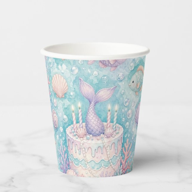 Vasos De Papel Cumpleaños bajo el mar  (Anverso)