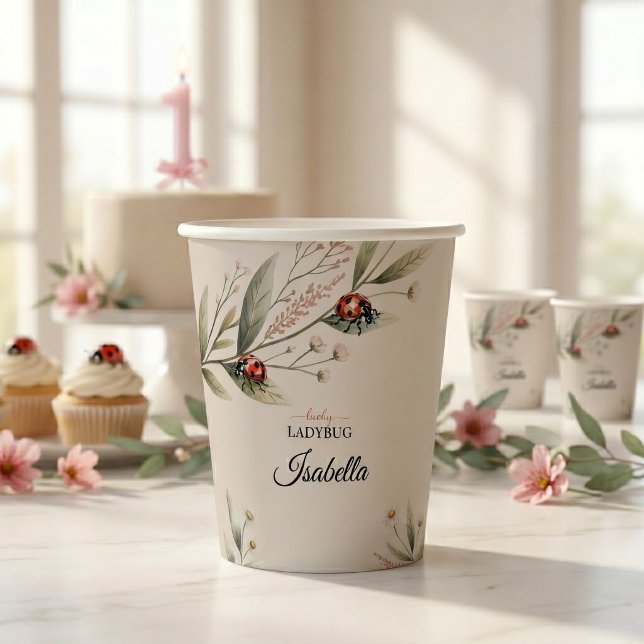 Vasos De Papel Cumpleaños Botánico de Mariquita Afortunada (Subido por el creador)