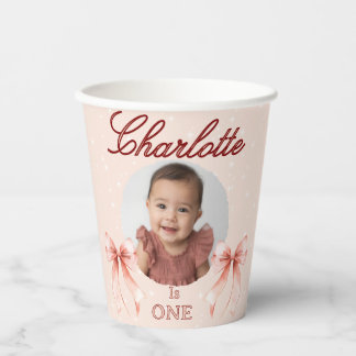 Vasos De Papel ¡Cumpleaños con Lazo Rosa!