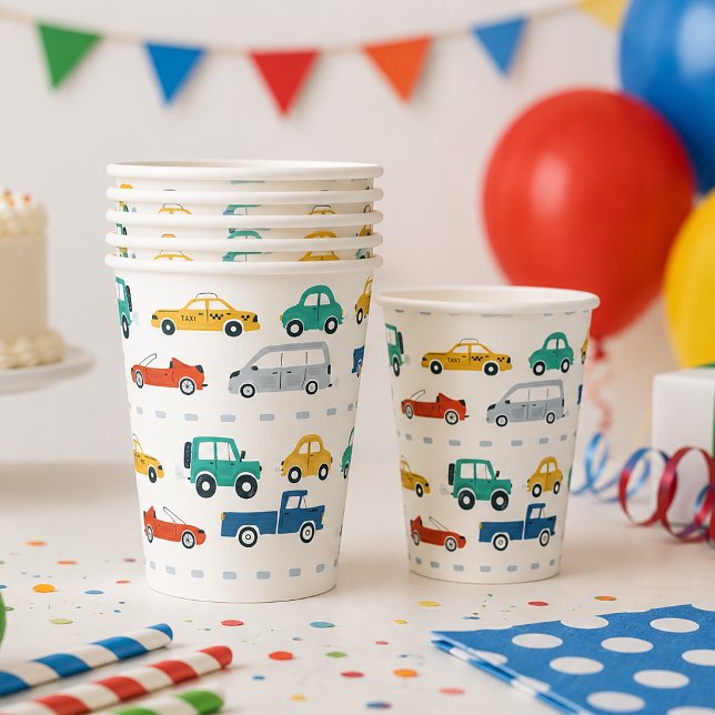 Vasos De Papel Cumpleaños con tema de transporte (Transportation Party Cups)