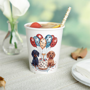 Vasos De Papel Cumpleaños Dachshund Dogs
