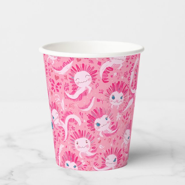 Vasos De Papel Cumpleaños de ajolote (Anverso)