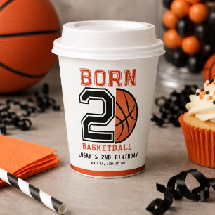 Vasos De Papel Cumpleaños de baloncesto Born 2 Ball 2do cumpleaño