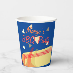 Vasos De Papel Cumpleaños de Barbacoa de Perritos Calientes Azul