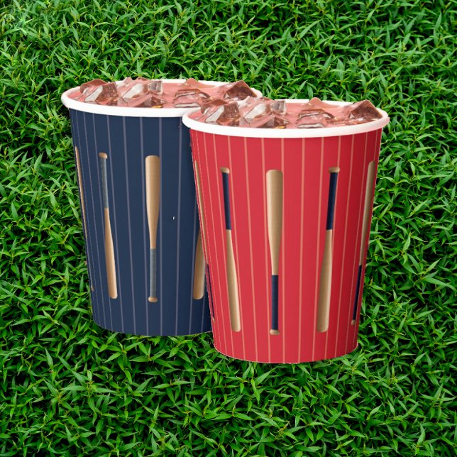 Vasos De Papel Cumpleaños de béisbol rojo y azul (Subido por el creador)