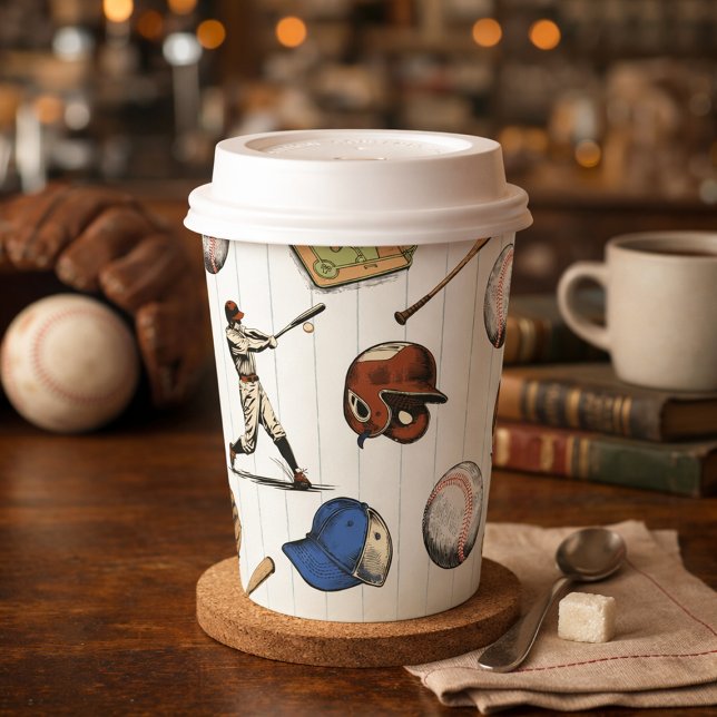 Vasos De Papel Cumpleaños de Béisbol Vintage (Vintage Baseball Birthday Paper Cups)