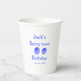 Vasos De Papel Cumpleaños de Berry dos azul agregar nombre fecha 