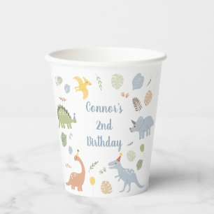 Vasos De Papel Cumpleaños de Blue Boy Boho Dinosaur