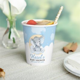 Vasos De Papel Cumpleaños de Blue Elephant Boy Baby Shower