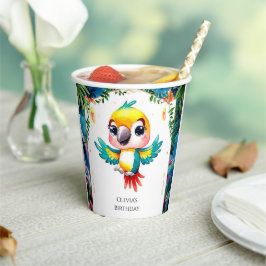 Vasos De Papel Cumpleaños de Boho Parrot encantado