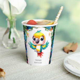 Vasos De Papel Cumpleaños de Boho Parrot encantado