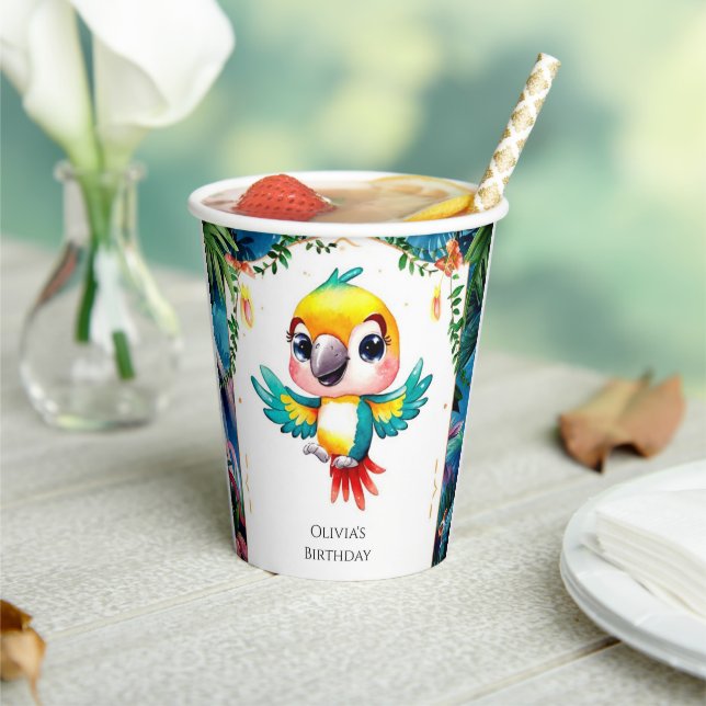 Vasos De Papel Cumpleaños de Boho Parrot encantado (in situ)