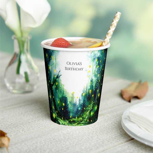 Vasos De Papel Cumpleaños de Boho Sparkling Woodland (in situ)