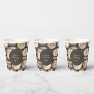 Vasos De Papel Cumpleaños de cabaña de troncos de madera