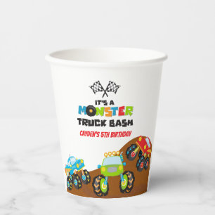 Vasos De Papel Cumpleaños de camión monstruo