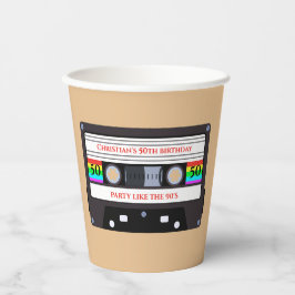 Vasos De Papel cumpleaños de cassette de época