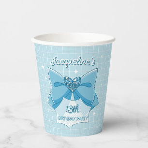 Vasos De Papel Cumpleaños de Chica Mágica con Lazo Azul